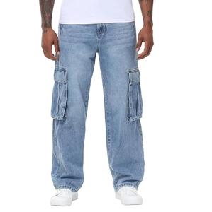 Jeans en denim délavé sur mesure pour hommes, coupe décontractée, style baggy, effet usé, coupe classique, hip-hop - Product Image 6