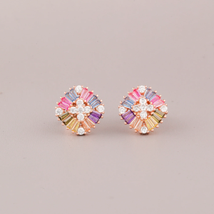 Rose Gold Plated Flower <b>Stud</b> <b>Earrings</b> With <b>Crystal</b> Rhinestones For Women Party Jewelry Cute Alloy <b>Earrings</b> - Product Image 1