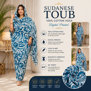 Tela sudanesa Toub 100% algodón voile con estampado digital |   Textil Tradicional Natural y Transpirable para Prendas Étnicas con Estilo - Product Image 5