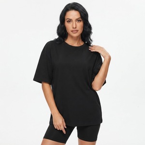 Camiseta Oversize Personalizada al por Mayor <span class=keywords><strong>para</strong></span> Mujer, Cuello Redondo Casual, Básica, Ajuste Holgado, Moda Otoño, Top Deportivo, Camiseta Unisex - Product Image 1