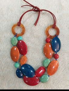 Colorful Resin Statement Necklace Bohemian Style Women's Party Wedding <b>Jewelry</b> Hand <b>Set</b> Beaded Chain Multi Color Oval Necklaces - Product Image 1