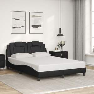 Cadre de lit rembourré en similicuir noir sans matelas, taille 53,9''x74,8'' - Product Image 3