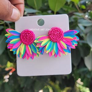 Bijoux fantaisie boucles d'oreilles brodées perlées d'Inde boucles d'oreilles faites à la main pour femmes et filles look classique boucles d'oreilles bohème - Product Image 2