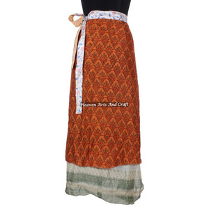 Indian Reversible Sari Wrap <b>Skirt</b> Rajasthani Fancy Reversible Silk <b>Long</b> Wrap <b>Skirt</b> Wholesale Manufacturer - Product Image 1