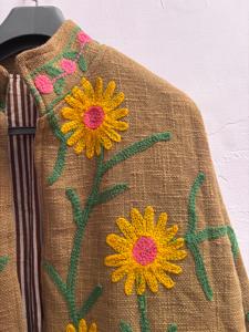 Vestidos Casuales de Lino Ecológico Bordados Estilo Boho con Estampado Floral, Cuello Mandarín, Corte Holgado, Manga Larga, Regalo para Mujer de Primavera - Product Image 5