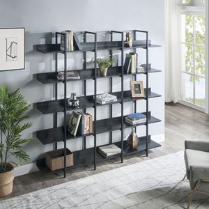 Libreria a 5 Ripiani in Stile Industriale Vintage, Scaffale Aperto per Casa e Ufficio con Struttura in Metallo e Pannelli in MDF - Product Image 3