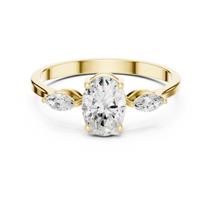 Bague de fiançailles en or jaune plaqué or avec diamant taille ovale et design solitaire classique pour femme - Cadeau d'anniversaire - Product Image 1