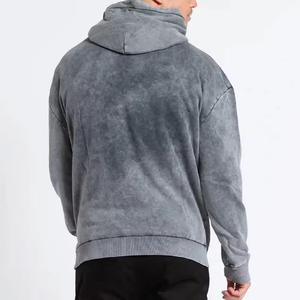 Sweat à capuche brodé délavé en coton mélangé de qualité supérieure, best-seller pour homme, sweat à capuche zippé délavé et vieilli - Product Image 5