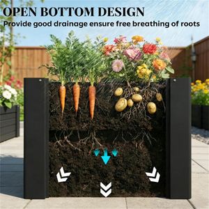 Fioriera da Esterno Nera Rialzata per Giardino, Contenitore per Piante, Sacchi per Coltivazione Durevoli - Product Image 3