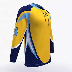 Maillot de rugby sublimé pour homme, manches longues, jaune et bleu, joueur n°24, séchage rapide, polyester, col rond, manches complètes - Product Image 2