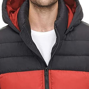 Men's <b>Red</b> Black <b>Hooded</b> Windbreaker <b>Jacket</b> Color Blocking Windproof Streetwear Winter Wear Polyester Shell Thin Lightweight - Product Image 3