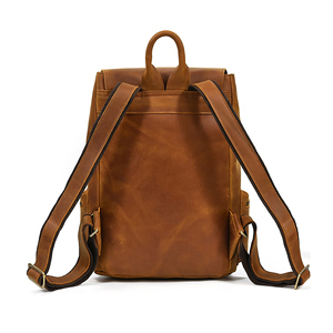 Men's Handmade Genuine Leather <b>Backpack</b> Zipper Closure-Lightweight Waterproof Camping Travel Laptop Bag - Product Image 3