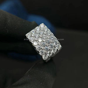 Anillo de compromiso y boda para hombre de moissanita helada, de cuatro filas, ancho, con engaste de garra tipo eternidad, estilo Hip Hop, chapado en rodio, Plata de ley 925 - Product Image 5