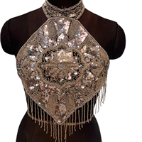 Costume de danse du ventre sexy RAWAT HANDICRAFTS pour femme adulte, style tribal égyptien, orné de perles et de paillettes, pour spectacle