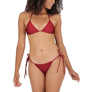 Wholesale High Quality High Waist Eco-Friendly Breathable Spandex/Nylon Underwire Women's Bikini 2-Piece Set <b>Thong</b> Customizable - Product Image 4