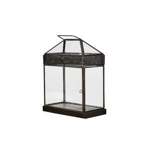 Wholesale Antique <b>Black</b> Metal & Glass Classical Handmade Durable Candle Pillar Holder <b>Lantern</b> - Product Image 1