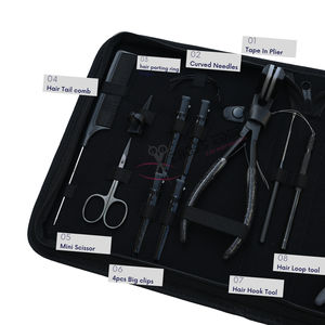 Kit de herramientas para estilistas de extensiones de cabello: removedor de microperlas, alicates de crimpado, peine de cola, alicates para extensiones de cinta, cortador de adhesivos, agujas tipo C, tijeras para hilos - Product Image 3