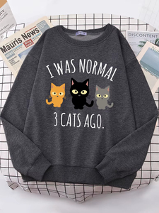 Nouveau sweat à capuche pour femme de qualité supérieure, imprimé '3 Cats Ago', tendance, tailles S-XXL, coupe oversize et ample, style professionnel - Product Image 2