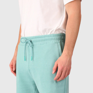 Bermuda en coton de couleur unie pour hommes, avec taille élastique et poches, style décontracté, bleu clair - Product Image 4