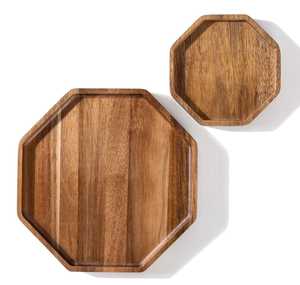 Juego de Bandejas Decorativas Octogonales de Madera, Platos Rústicos Geométricos Únicos, Diseño Moderno, Hechos a Mano, Venta al por Mayor para Catering - Product Image 5