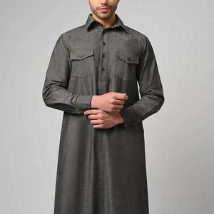 Túnica islámica transpirable para hombre, estilo Thawb, Caftán, Jubba, Jalabiya, con bordado de imitación de seda, ropa islámica tradicional. - Product Image 6