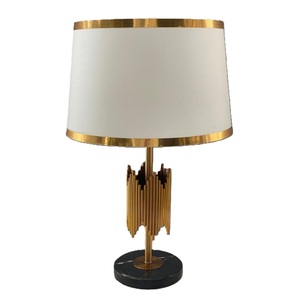 Modern Luxury LED <b>Table</b> Lamp Gold Metal Pipe Base White Fabric Shade <b>Bedside</b> Nightstand Living Room Home Decor Desk Light - Product Image 1