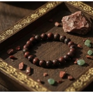 Bracelet de vitalité artisanal en pierre de sang naturelle, perles de cristal, Inde, vente en gros, bracelet de guérison, bracelet perlé, bracelet en cristal - Product Image 4