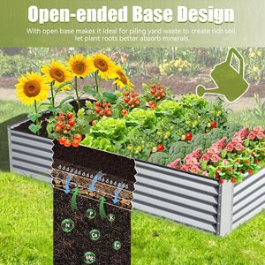 Fioriera Grande in Metallo Zincato 8x4x1.5 ft, Vaso Rialzato da Giardino per Esterni, Contenitore per Giardinaggio, Vasi per Fiori e Piante - Product Image 4