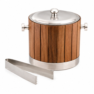 Cubo de Hielo de Acero Inoxidable de Doble Pared con Aislamiento, con Tapa y Asa de Madera de Acacia, Enfriador de Vino para Bar y Hotel, Venta al por Mayor - Product Image 3