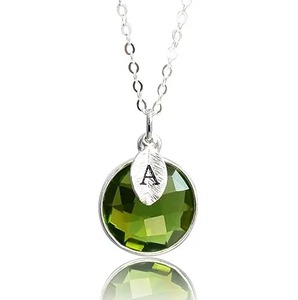 Handmade 14mm Faceted Bezel Peridot August Birthstone <b>Pendant</b> Necklace Gold-Plated Silver-Plated Setting Fashion Accessory for - Product Image 1
