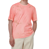 T-shirts graphiques pour hommes, coton délavé vintage, effet usé, détails déchirés, tissu doux et respirant, tenue décontractée pour l'été