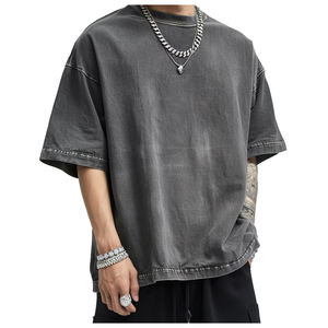 Custom Oversized <b>Tshirt</b> Heavyweight Heavy Acid Wash T-shirt for Men Wholesale - Product Image 4