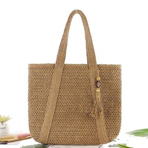 Sac fourre-tout japonais en raphia tissé à la main, sac de plage d'été léger, sac à bandoulière tendance, vente en gros, exportation - Product Image 1