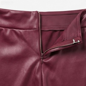 Jupe crayon mini taille haute pour femme, couleur unie, en similicuir PU, satinée, sexy, brillante, style toutes saisons - Product Image 4
