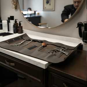 Rubber Barber <b>Tool</b> <b>Roll</b> with Stainless Steel Blades Scissors and Clippers for Hair Salon Use - Product Image 3