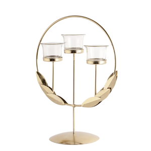 Luxury Metal and Glass Triple Votive Candle Holder <b>Decorative</b> <b>Table</b> Centerpiece for Home Wedding Event <b>Decor</b> - Product Image 4