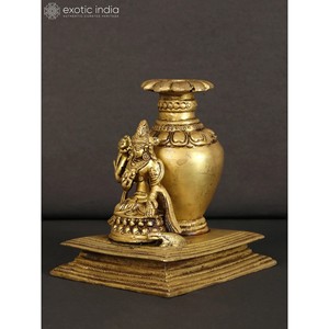 4-Inch <b>Small</b> Handmade Kuber Design Brass <b>Vase</b> for Home Decoration and Gifting Purpose Made in India - Product Image 3