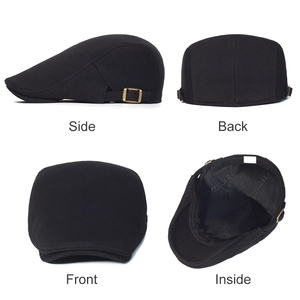 Black Cotton Ivy Hat Unisex Adjustable Fit <b>Plain</b> Style Casual Wear Spring Autumn Adult Ivy <b>Caps</b> Customization Available Ivy Hats - Product Image 5