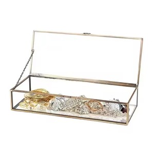 Premium Quality Metal & Glass Jewelry <b>Box</b> Elegant <b>Trinket</b> Storage Case for Jewelry Collection Rings Earrings Bracelet - Product Image 1