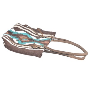 Top Quality Genuine Leather 100% <b>Wool</b> Teal and <b>Brown</b> Saddle Blanket Handbag Bohemian Style Tote Bag Top Supplier - Product Image 5