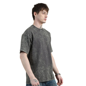 T-shirt pour homme, coupe ajustée, coton/fibre de bambou, 260g, imprimé décontracté brodé - Product Image 2