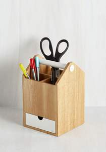 Boîte de rangement de bureau en bois pour crayons et fournitures de papeterie - Product Image 5