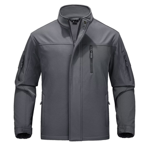Top Trending Men's Formal Canvas Softshell Jacket Stand Collar Front Logo Breathable Eco-Friendly Windproof Low MOQ New Arrival - Product Image 4