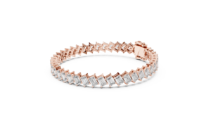 Pulsera de tenis con diamantes cultivados en laboratorio de corte esmeralda en oro rosa, en oro macizo de 18 quilates - Product Image 4