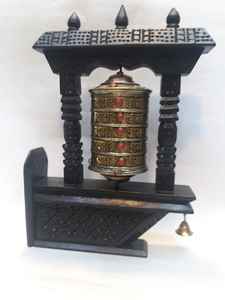 Nueva llegada - Rueda de oración colgante de pared con 108 mantras budistas en su interior - Product Image 5