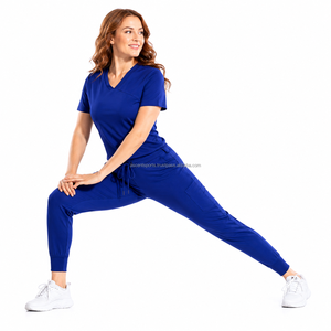 Poplin <b>Stretch</b> Fabric <b>Cargo</b> Pocket Jogger <b>Pants</b> Relaxed Fit Nursing Scrub Uniform Custom Printed Logo OEM Manufacturer Hospital - Product Image 2