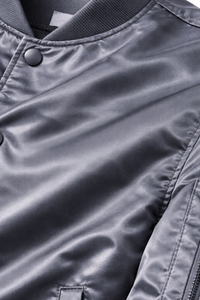 High Quality Triveers <b>Men's</b> Grey Satin Bomber <b>Jacket</b> Regular Fit Stand Collar Zipper Pocket Casual Wear With Buttons <b>Jacket</b> - Product Image 6