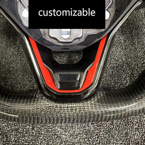 Volante Deportivo Estilo <span class=keywords><strong>R8</strong></span> de Cuero y Fibra de Carbono con Marca Central Roja para VW <span class=keywords><strong>Golf</strong></span> 6/7 Passat CC Polo Tiguan Touareg MK6 - Product Image 4