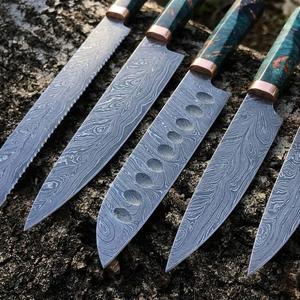 Ensemble de 6 couteaux de chef en acier Damas, couteaux de cuisine professionnels avec manche ergonomique pour la maison, le restaurant et la restauration - Product Image 5