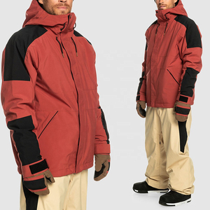 Chaqueta de Esquí Impermeable Roja para Hombre, con Capucha, Diseño Color Block, Aislamiento Sintético, Cortavientos, para Nieve y Deportes al Aire Libre - Product Image 5
